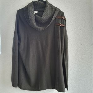 NWOT Ellen Tracy Olive Green 50% Merino Wool Cowl Neck Sweater Size S